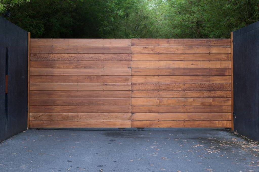 Wooden double driveway gate